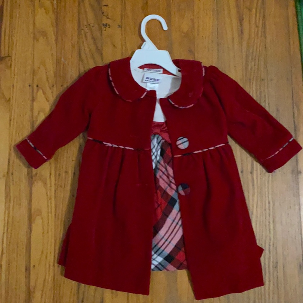 blueberi boulevard red dress and peacoat